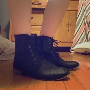 Black combat boots